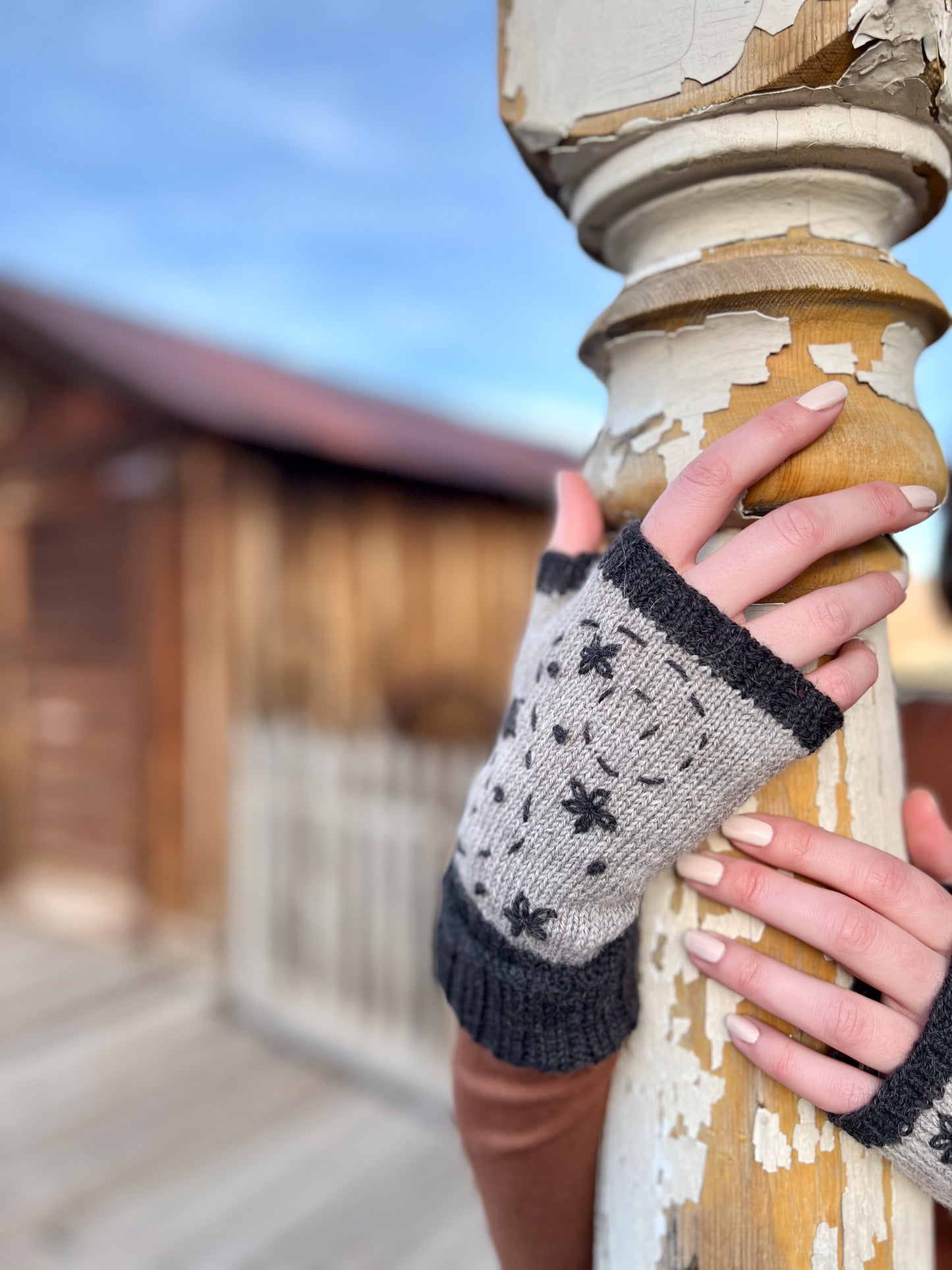 Embroidered Cosmos Mitts, PDF